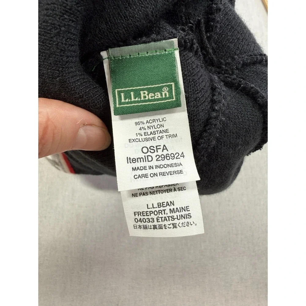 LL Bean Pom Pom Beanie Winter Hat Blue Gray Adult Unisex OSFA Stretch Mountains